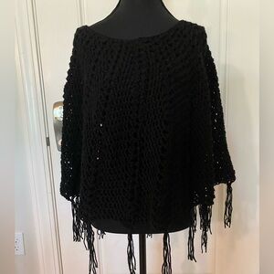 Elegant Black Poncho Cape